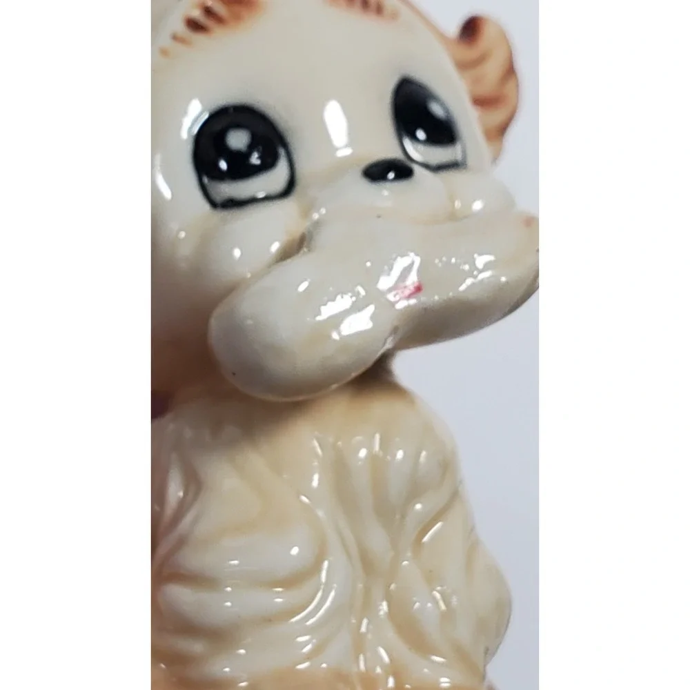 Vintage Dog Figurines Pekingese Puppies Playful Puppy Porcelain Set of 3 PLSREAD